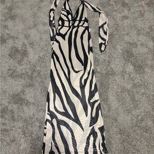 SHEIN Monochrome Zebra Print Maxi Dress